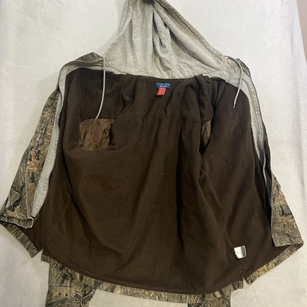 Vintage Puritan Real Tree Camo Utility Jacket Men's L (42-44) Fleece Lined Y2K